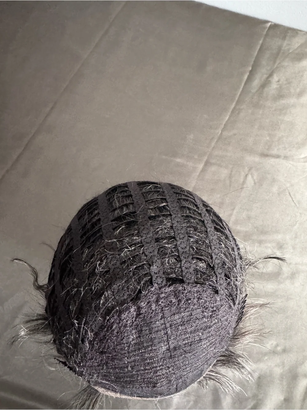 100% Human Hair Short Wig - Black and grey